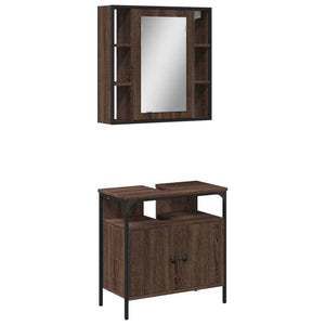 vidaXL 2 Piece Bathroom Furniture Set Brown Oak Engineered Wood