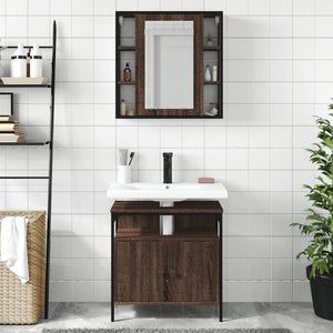 vidaXL 2 Piece Bathroom Furniture Set Brown Oak Engineered Wood