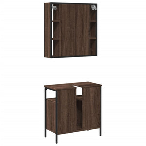 vidaXL 2 Piece Bathroom Furniture Set Brown Oak Engineered Wood