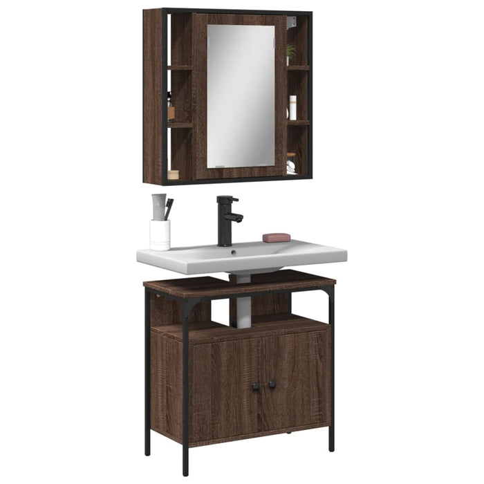 vidaXL 2 Piece Bathroom Furniture Set Brown Oak Engineered Wood