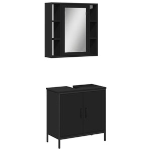 vidaXL 2 Piece Bathroom Furniture Set Black Engineered Wood