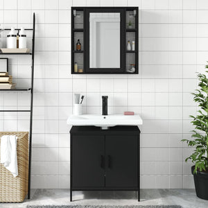 vidaXL 2 Piece Bathroom Furniture Set Black Engineered Wood