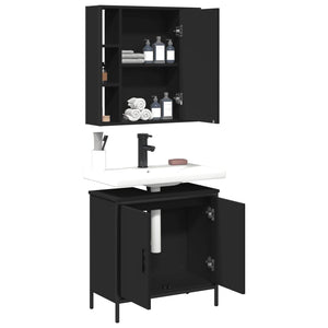 vidaXL 2 Piece Bathroom Furniture Set Black Engineered Wood