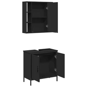 vidaXL 2 Piece Bathroom Furniture Set Black Engineered Wood