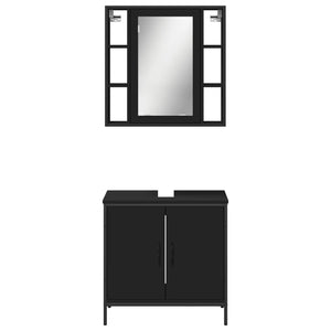 vidaXL 2 Piece Bathroom Furniture Set Black Engineered Wood