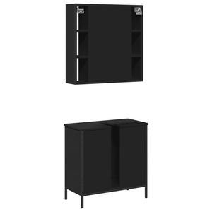 vidaXL 2 Piece Bathroom Furniture Set Black Engineered Wood