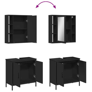 vidaXL 2 Piece Bathroom Furniture Set Black Engineered Wood