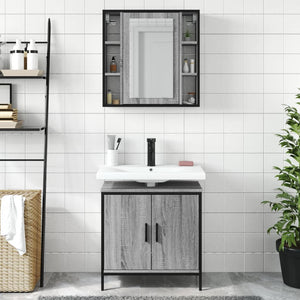 vidaXL 2 Piece Bathroom Furniture Set Grey Sonoma Engineered Wood