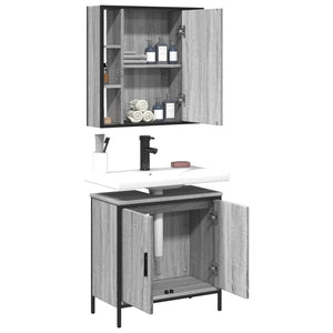 vidaXL 2 Piece Bathroom Furniture Set Grey Sonoma Engineered Wood