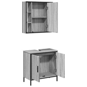 vidaXL 2 Piece Bathroom Furniture Set Grey Sonoma Engineered Wood