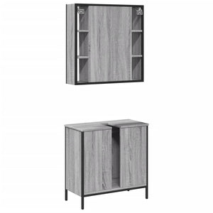 vidaXL 2 Piece Bathroom Furniture Set Grey Sonoma Engineered Wood