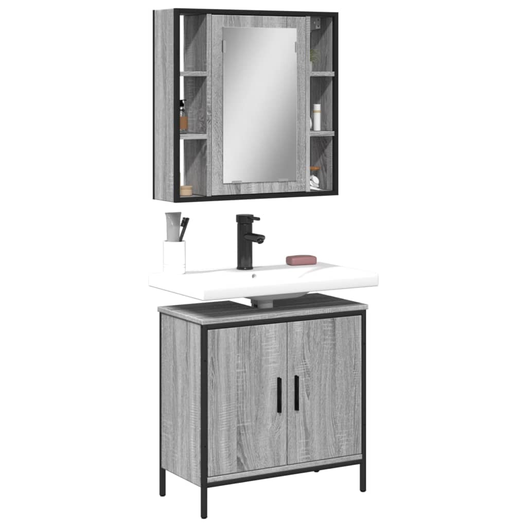 vidaXL 2 Piece Bathroom Furniture Set Grey Sonoma Engineered Wood