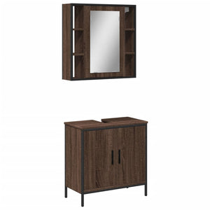 vidaXL 2 Piece Bathroom Furniture Set Brown Oak Engineered Wood