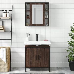 vidaXL 2 Piece Bathroom Furniture Set Brown Oak Engineered Wood