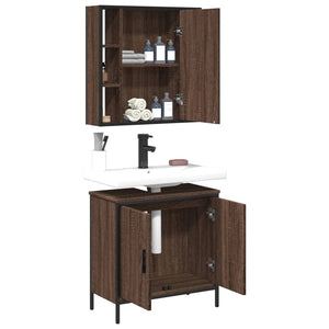 vidaXL 2 Piece Bathroom Furniture Set Brown Oak Engineered Wood