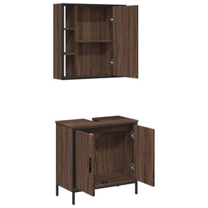 vidaXL 2 Piece Bathroom Furniture Set Brown Oak Engineered Wood