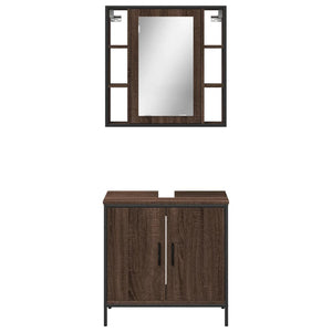 vidaXL 2 Piece Bathroom Furniture Set Brown Oak Engineered Wood