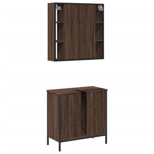 vidaXL 2 Piece Bathroom Furniture Set Brown Oak Engineered Wood