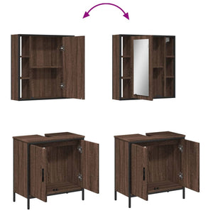 vidaXL 2 Piece Bathroom Furniture Set Brown Oak Engineered Wood