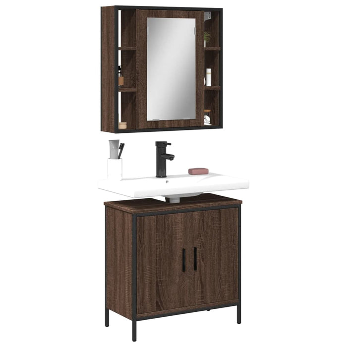 vidaXL 2 Piece Bathroom Furniture Set Brown Oak Engineered Wood