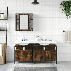 vidaXL 3 Piece Bathroom Cabinet Set Smoked Oak Engineered Wood