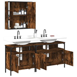 vidaXL 3 Piece Bathroom Cabinet Set Smoked Oak Engineered Wood