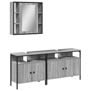 vidaXL 3 Piece Bathroom Cabinet Set Grey Sonoma Engineered Wood