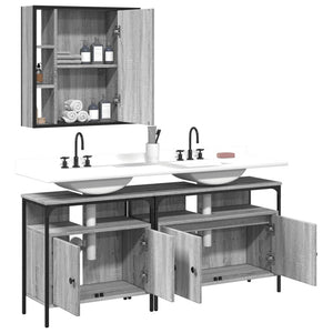 vidaXL 3 Piece Bathroom Cabinet Set Grey Sonoma Engineered Wood