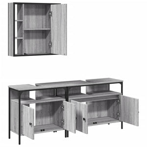 vidaXL 3 Piece Bathroom Cabinet Set Grey Sonoma Engineered Wood