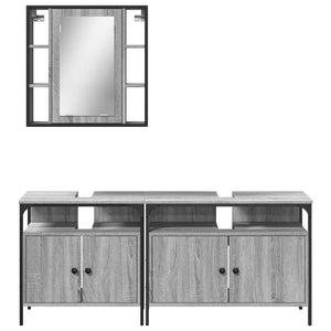 vidaXL 3 Piece Bathroom Cabinet Set Grey Sonoma Engineered Wood