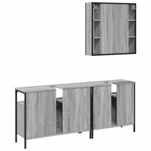 vidaXL 3 Piece Bathroom Cabinet Set Grey Sonoma Engineered Wood