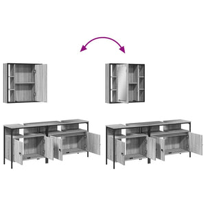 vidaXL 3 Piece Bathroom Cabinet Set Grey Sonoma Engineered Wood