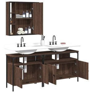 vidaXL 3 Piece Bathroom Cabinet Set Brown Oak Engineered Wood