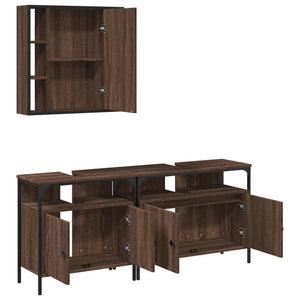 vidaXL 3 Piece Bathroom Cabinet Set Brown Oak Engineered Wood