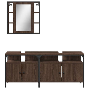 vidaXL 3 Piece Bathroom Cabinet Set Brown Oak Engineered Wood