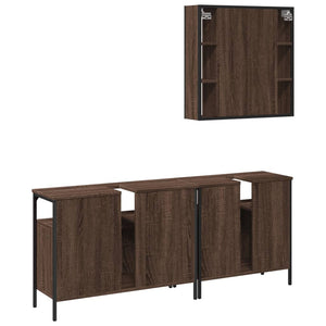 vidaXL 3 Piece Bathroom Cabinet Set Brown Oak Engineered Wood