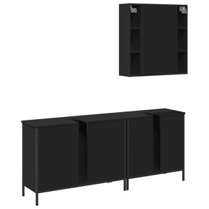 vidaXL 3 Piece Bathroom Cabinet Set Black Engineered Wood