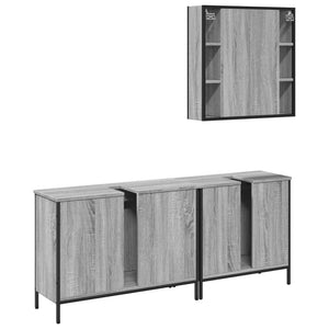 vidaXL 3 Piece Bathroom Cabinet Set Grey Sonoma Engineered Wood