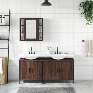 vidaXL 3 Piece Bathroom Cabinet Set Brown Oak Engineered Wood