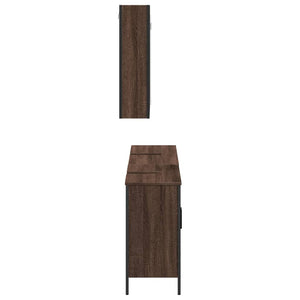 vidaXL 3 Piece Bathroom Cabinet Set Brown Oak Engineered Wood