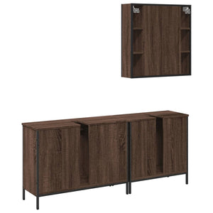 vidaXL 3 Piece Bathroom Cabinet Set Brown Oak Engineered Wood