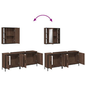 vidaXL 3 Piece Bathroom Cabinet Set Brown Oak Engineered Wood