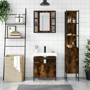 vidaXL 3 Piece Bathroom Cabinet Set Smoked Oak Engineered Wood