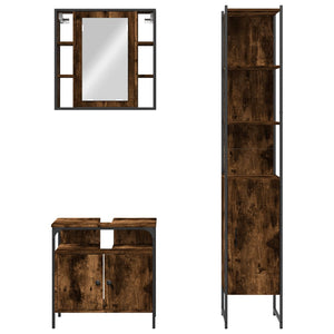 vidaXL 3 Piece Bathroom Cabinet Set Smoked Oak Engineered Wood