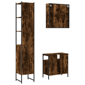 vidaXL 3 Piece Bathroom Cabinet Set Smoked Oak Engineered Wood