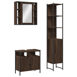 vidaXL 3 Piece Bathroom Cabinet Set Brown Oak Engineered Wood