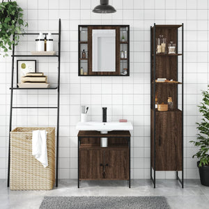 vidaXL 3 Piece Bathroom Cabinet Set Brown Oak Engineered Wood