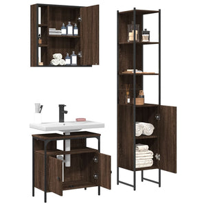 vidaXL 3 Piece Bathroom Cabinet Set Brown Oak Engineered Wood