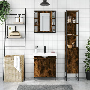 vidaXL 3 Piece Bathroom Cabinet Set Smoked Oak Engineered Wood