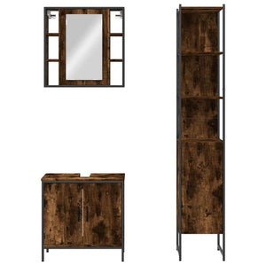 vidaXL 3 Piece Bathroom Cabinet Set Smoked Oak Engineered Wood